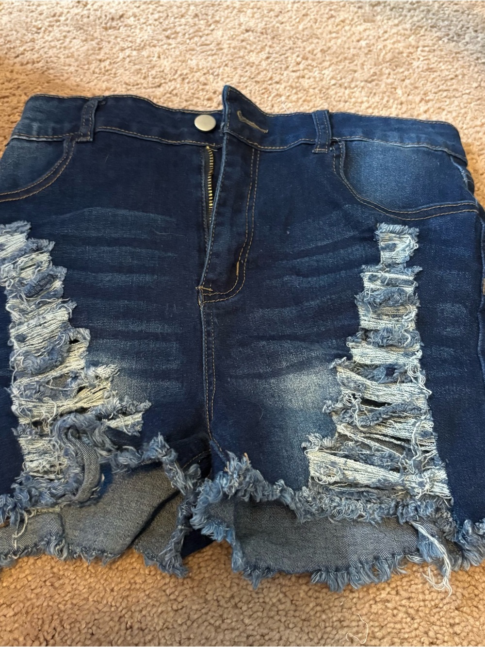Dark Blue Distressed Denim Women’s Shorts